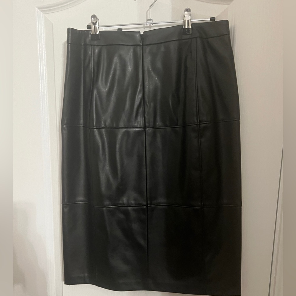 White House Black Market Black Leather Skirt